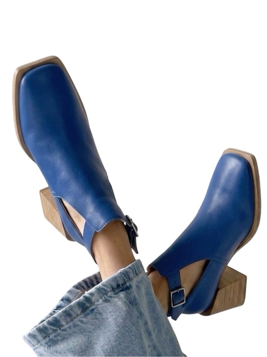 Free People Shoes - Free People Brady Blue Leather Ankle Boots Size 37